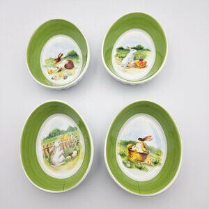 Williams Sonoma Vintage Bunny Ramekins Bowls Easter Egg Spring Set of 4